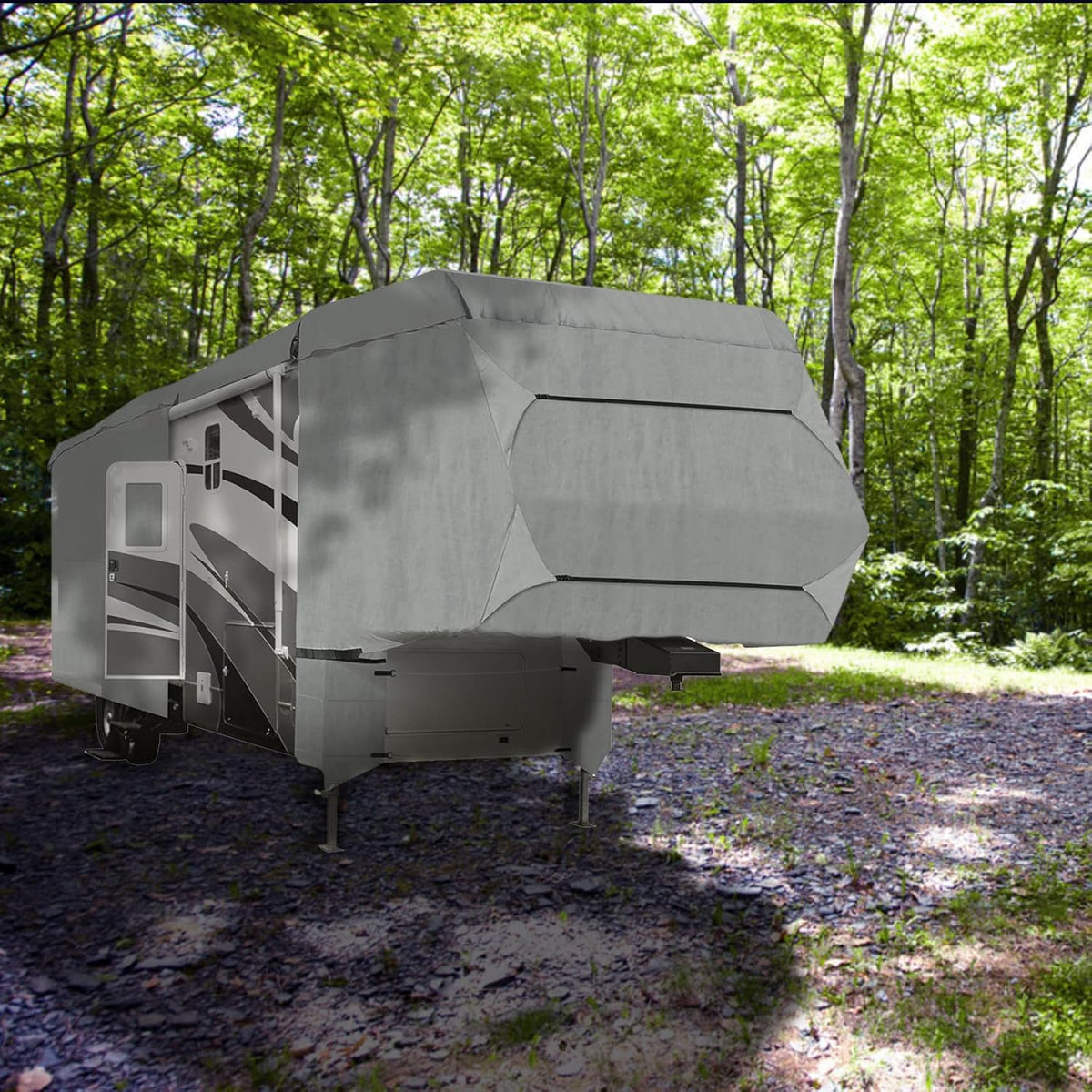 4-Layer 5th Wheel RV Travel Trailer Cover 26'-29'L with Zipper Access C1981