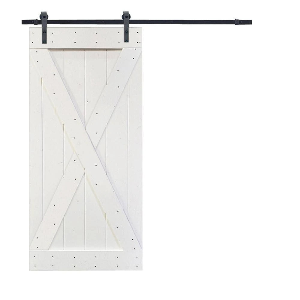 White Knotty Pine Wood Sliding Barn Door with Hardware Kit I990
