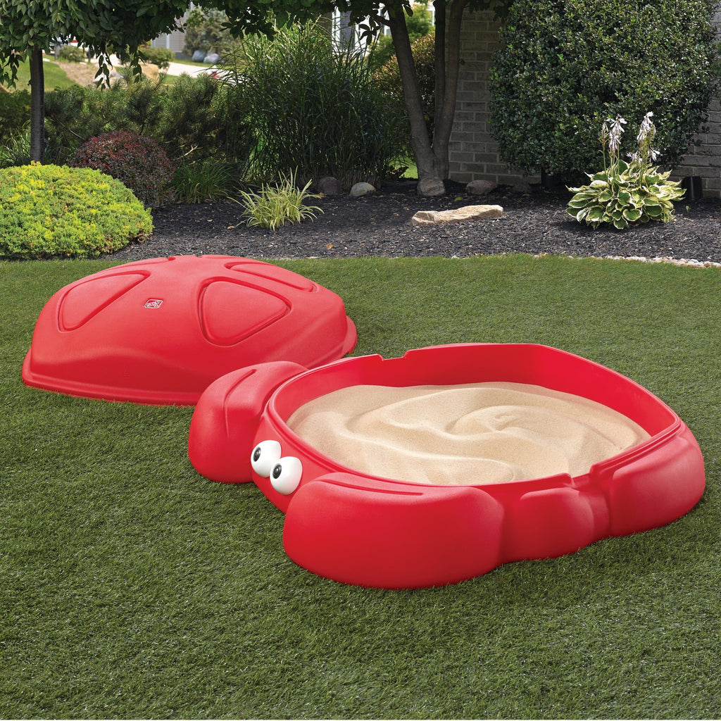 Red Plastic Outdoor Sandbox with Cover H273