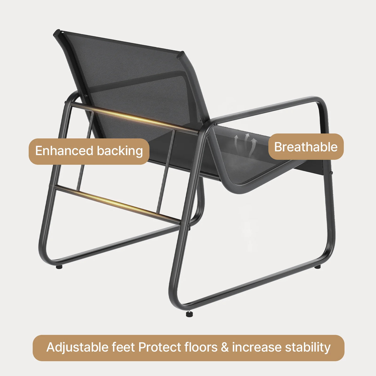 Patio Chairs Set with Glass Coffee Table and Gray Cushion W83285