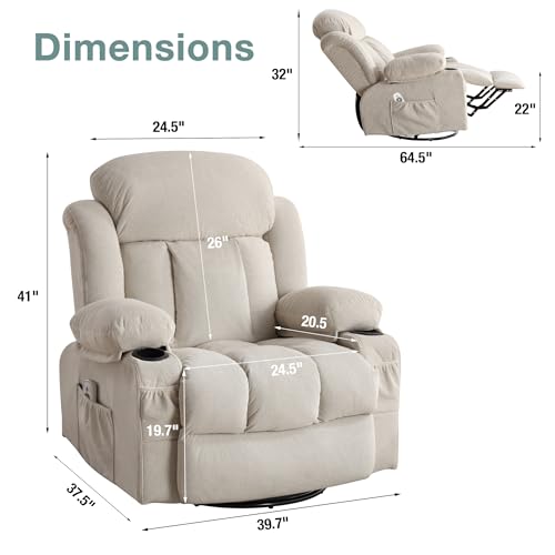 Massage Recliner Chair with Heat and Vibration Grey G903