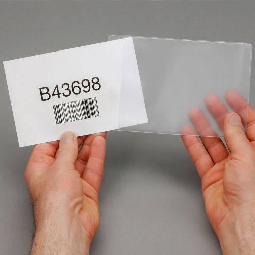 Clear Vinyl Label Holder, 6 inL x 4 inW, 50 Pk W88670