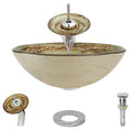 Glass Vessel Sink with Chrome Waterfall Faucet J448401