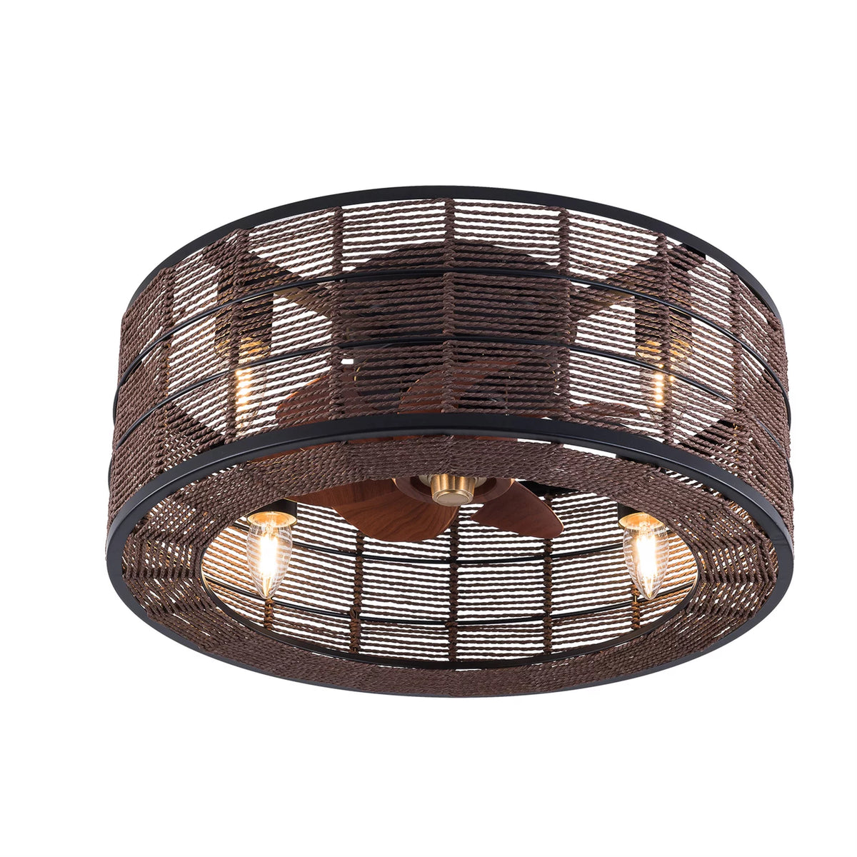 18.5 Inch Black Caged Ceiling Fan with Light H172344