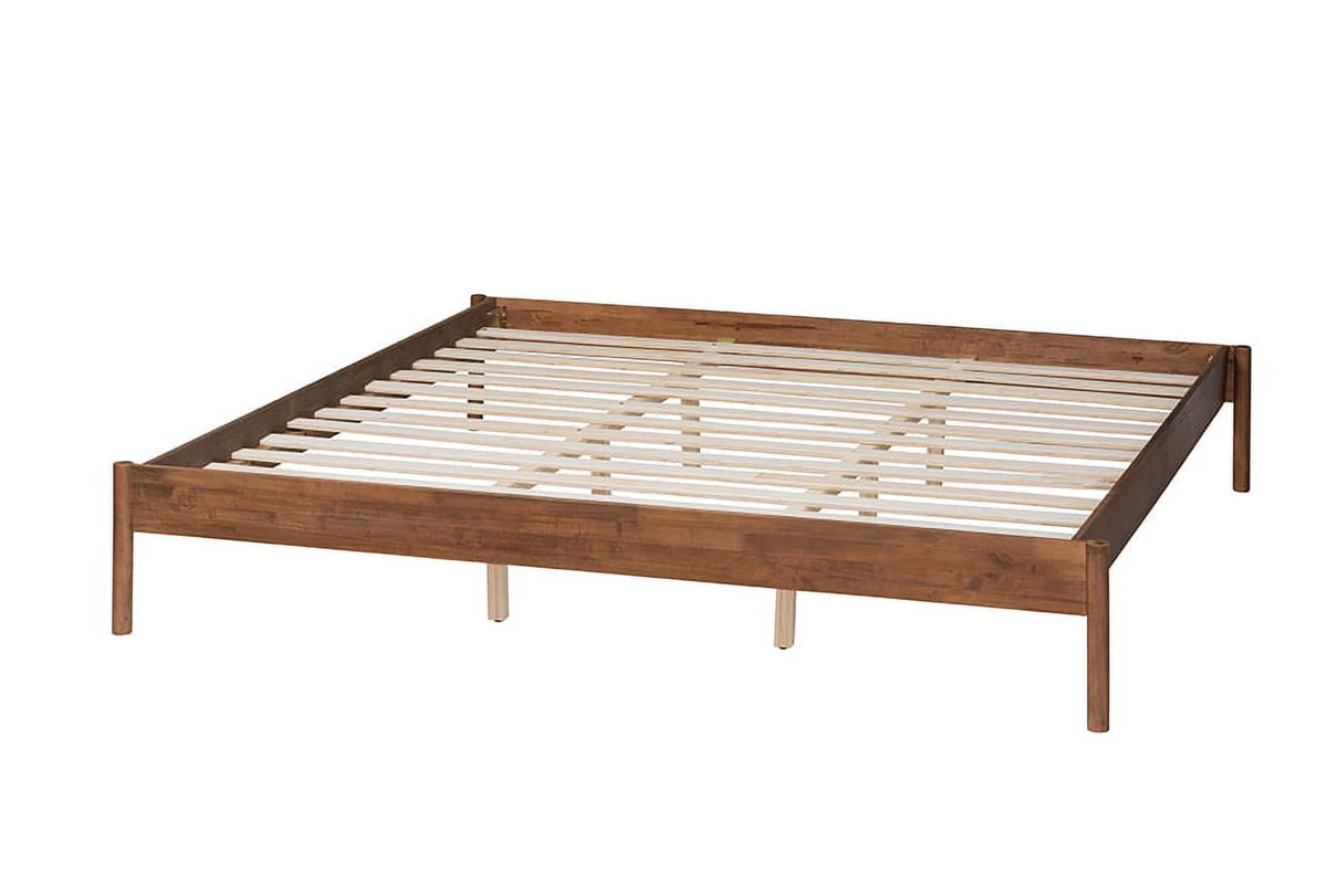 Ash Walnut Finished Wood Queen Size Bed Frame P25273