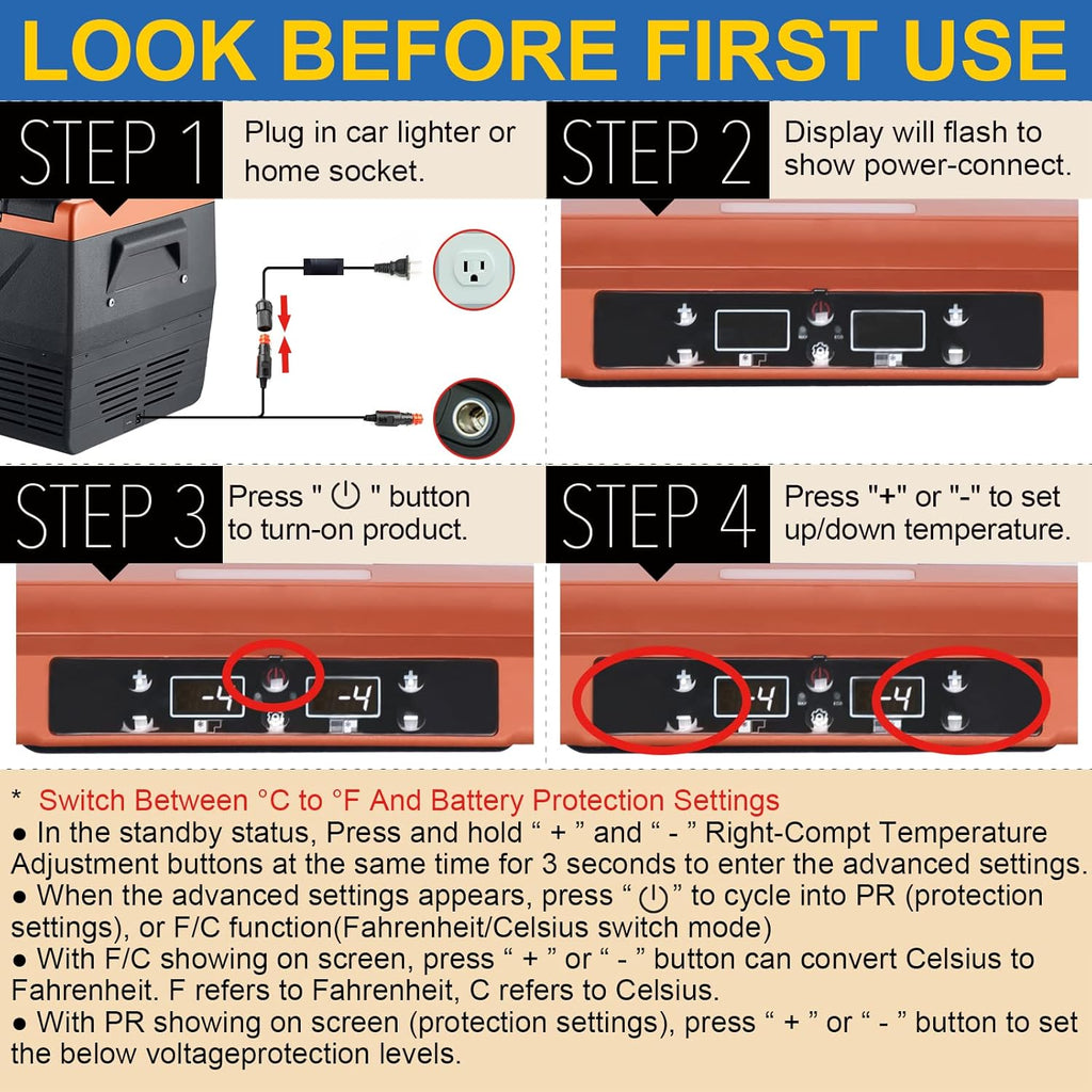 Portable Fridge Freezer, 12V Compressor Cooler, Dual Zone O75206