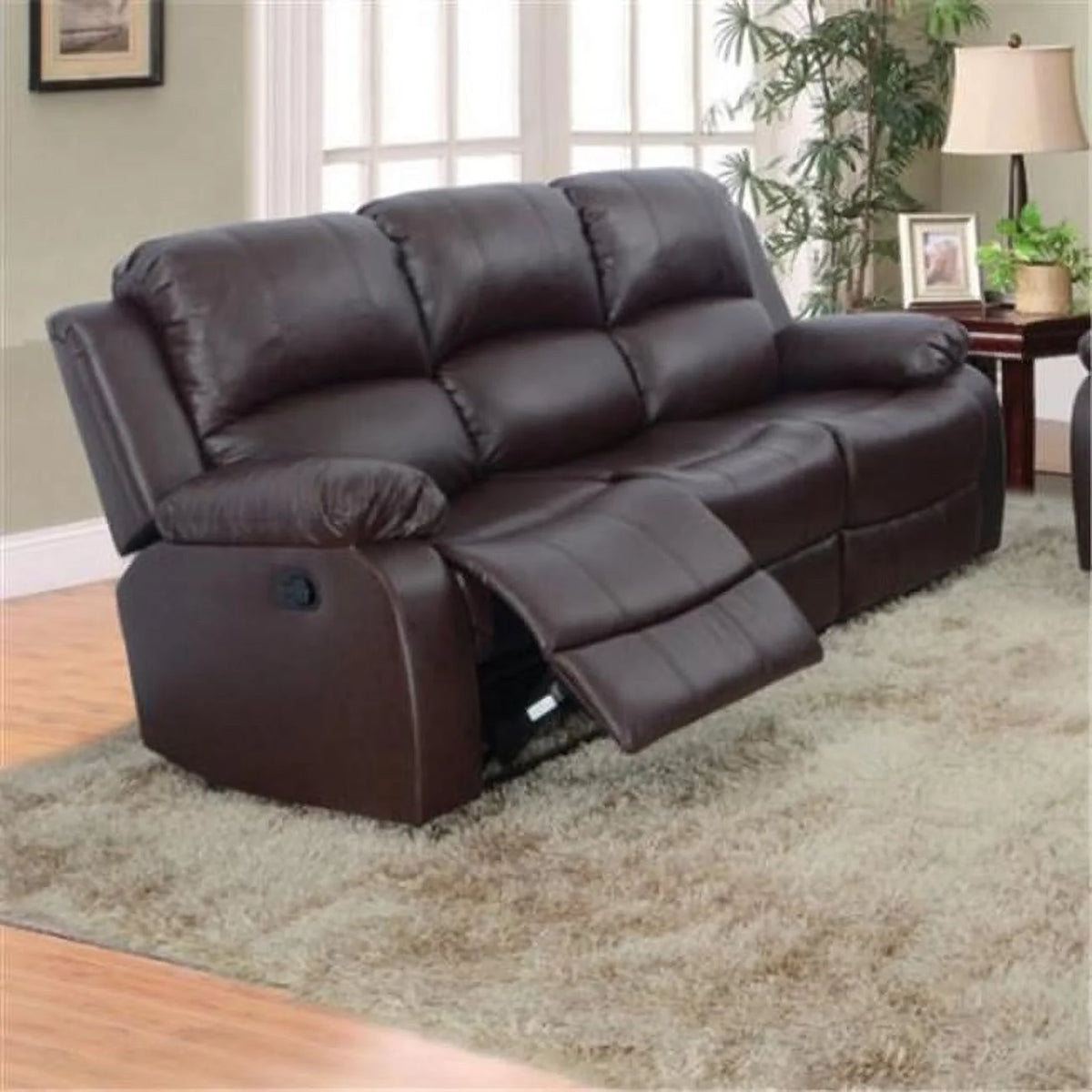 Brown Bonded Leather 3 Piece Sofa Loveseat and Recliner Set J904438