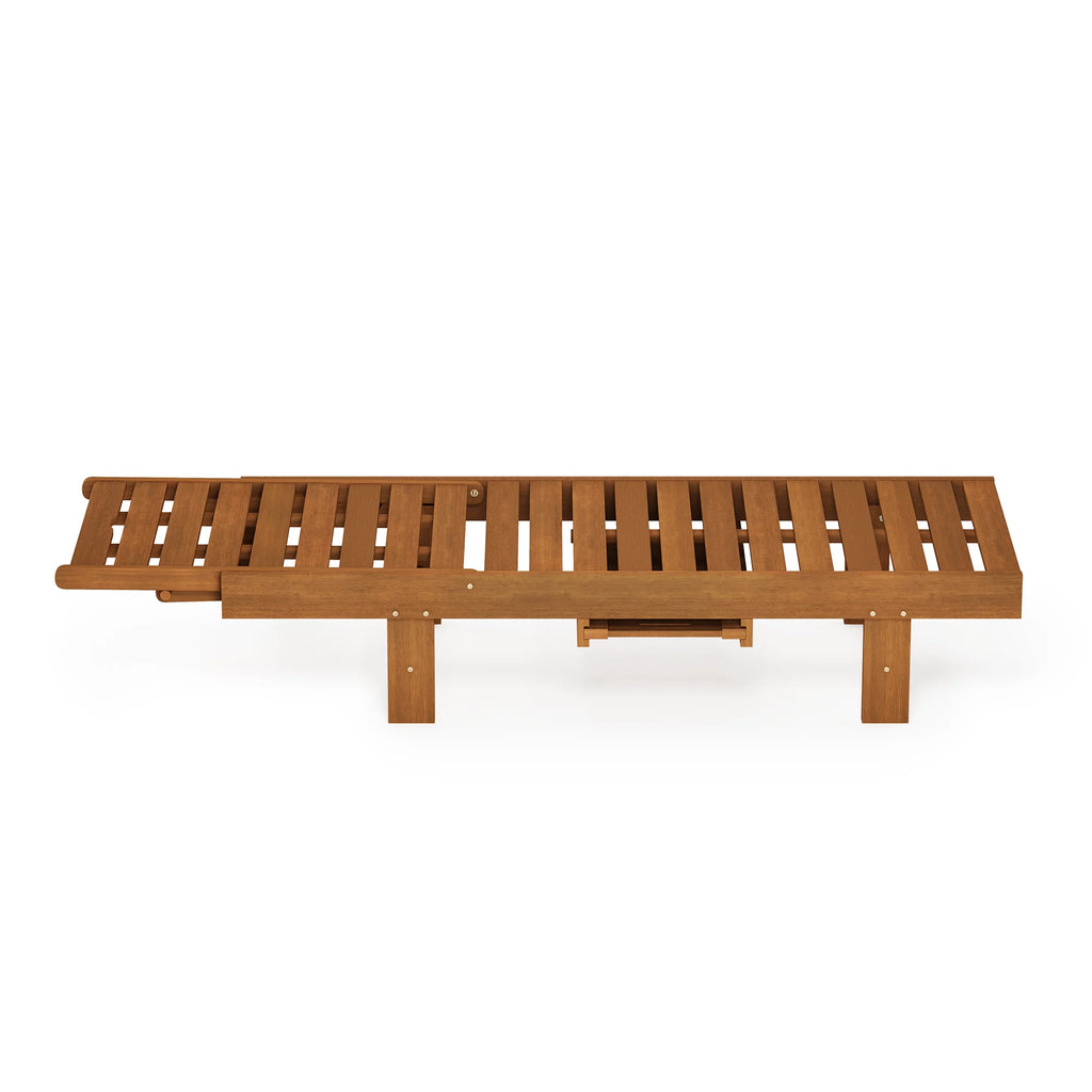 Natural Hardwood Outdoor Sun Lounger with Tray J83718