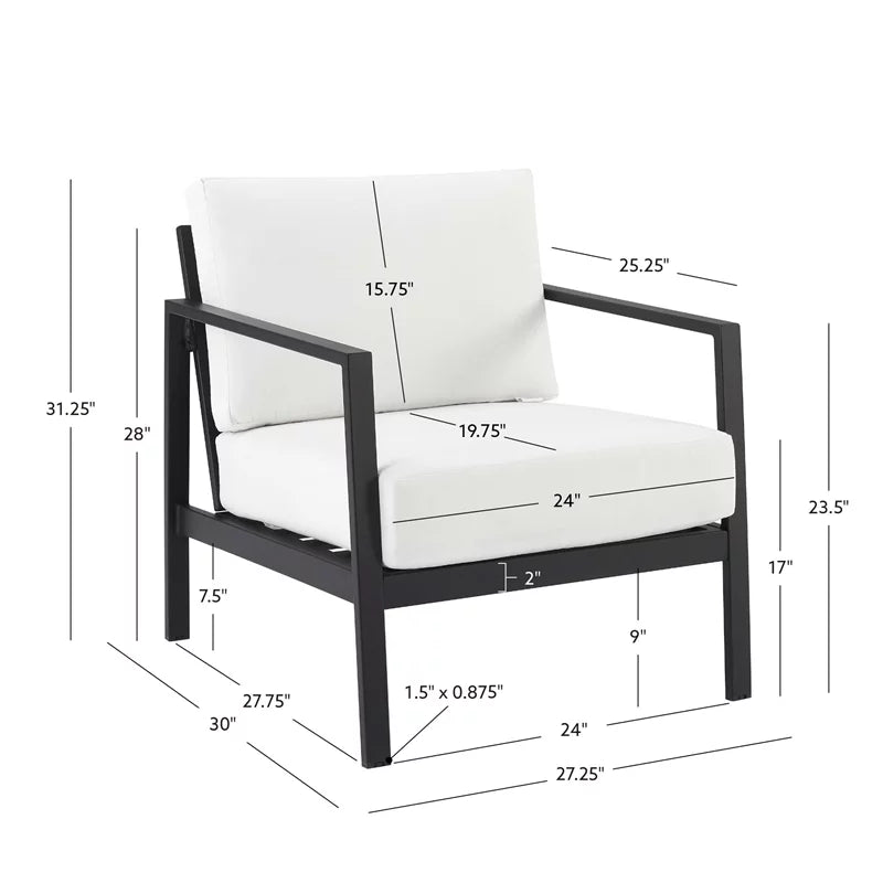 Lightweight Aluminum Outdoor Chair with White Cushions W58323