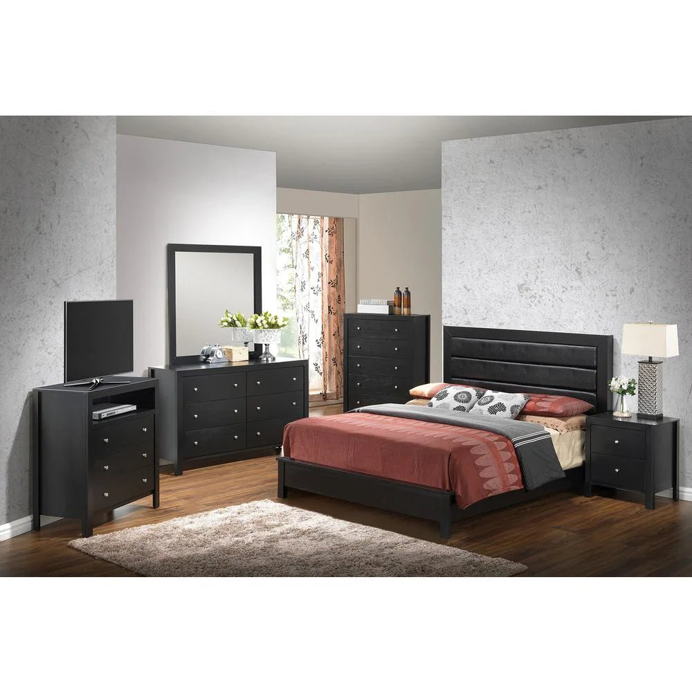 Black Upholstered King Panel Bed I30699