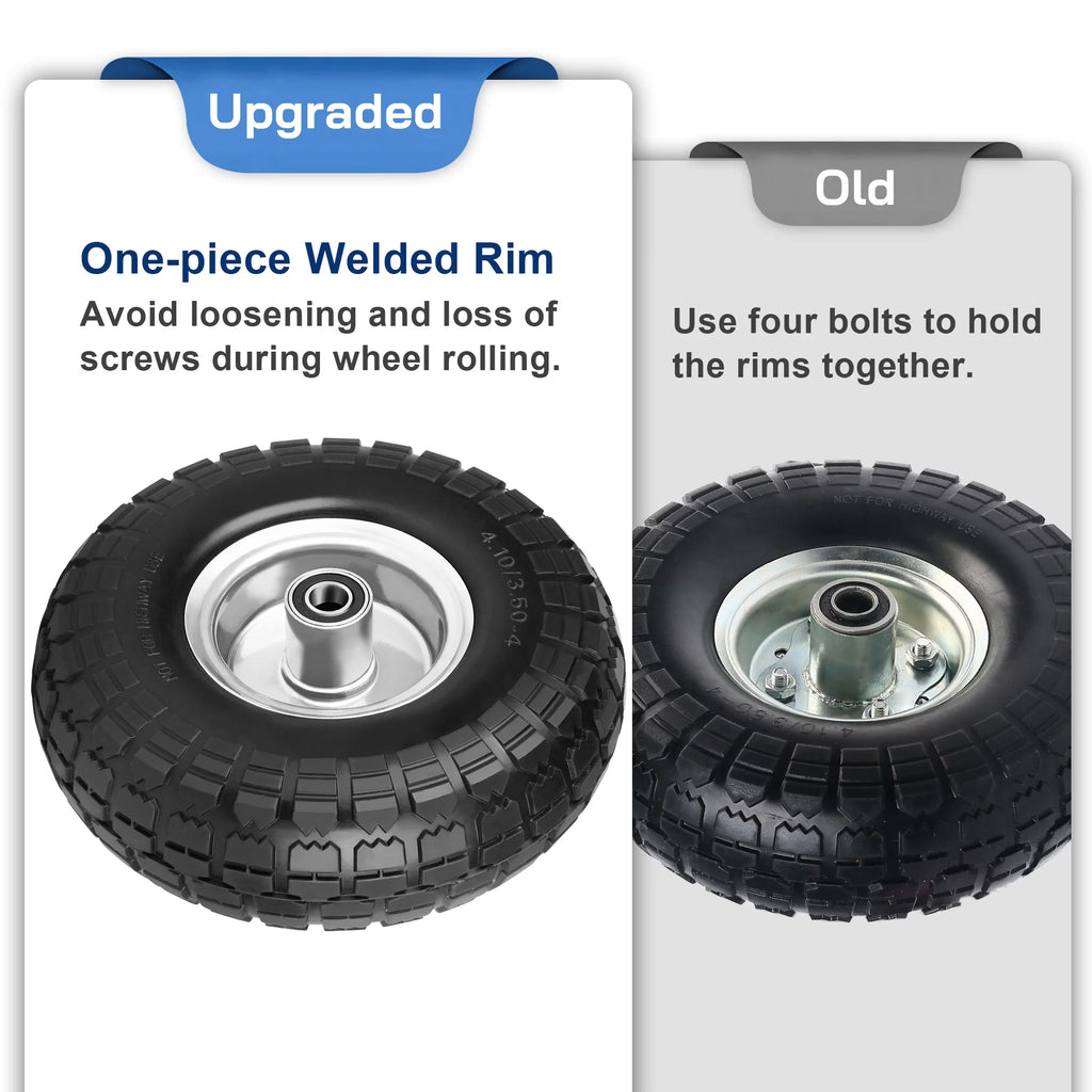 4.10/3.50-4in Flat Free Tire and Wheel, 2 Pack V94411