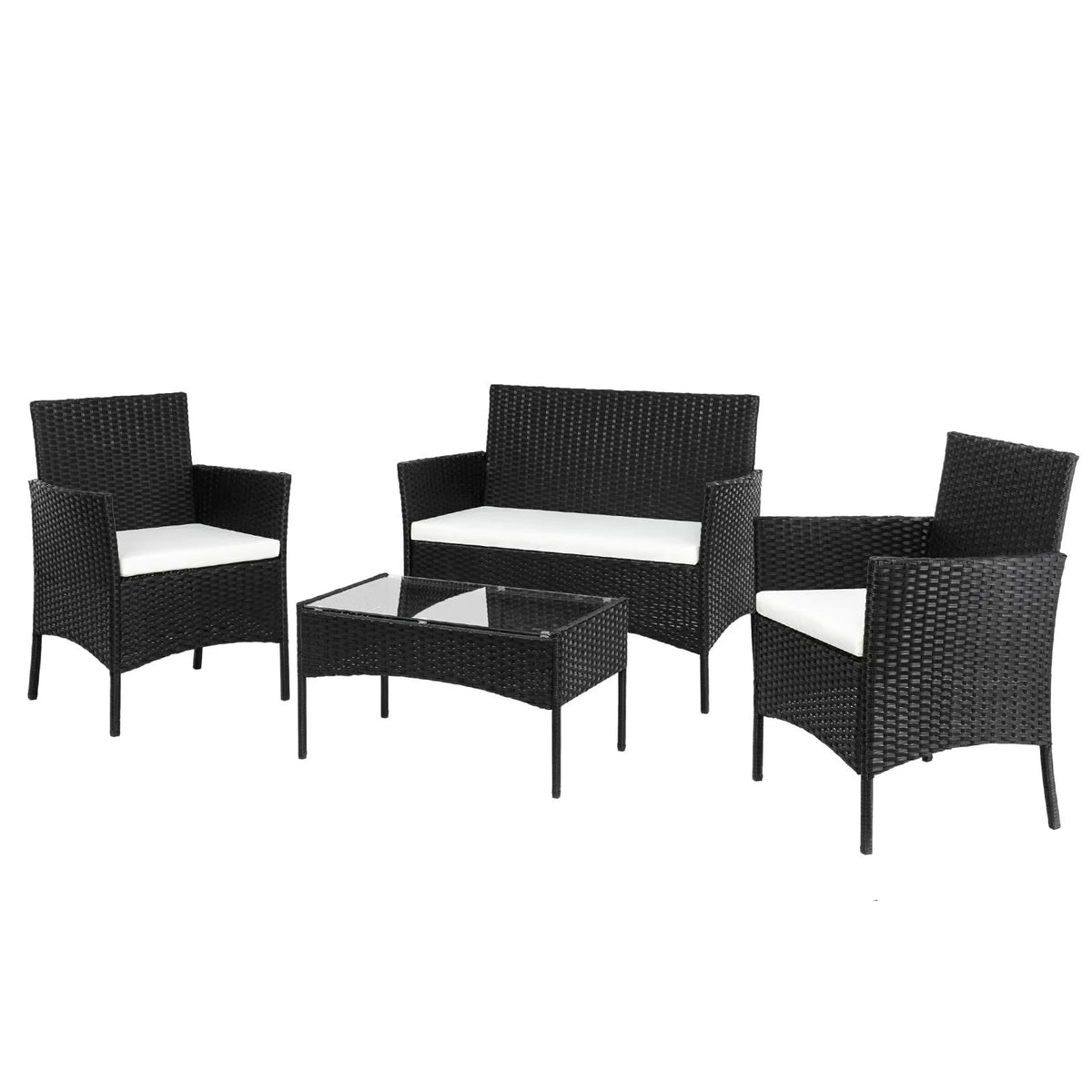 PE Rattan 4PCS Conversation Sofa Set with Cushions Brown V15346