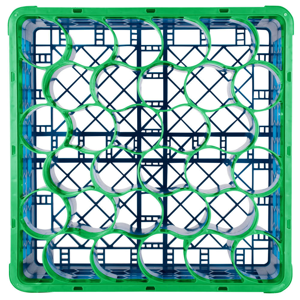 Green 30 Compartment Glass Rack with 5 Extenders G20729