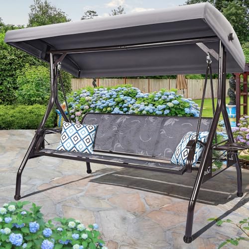 3 Person Patio Swing with Adjustable Canopy O8451