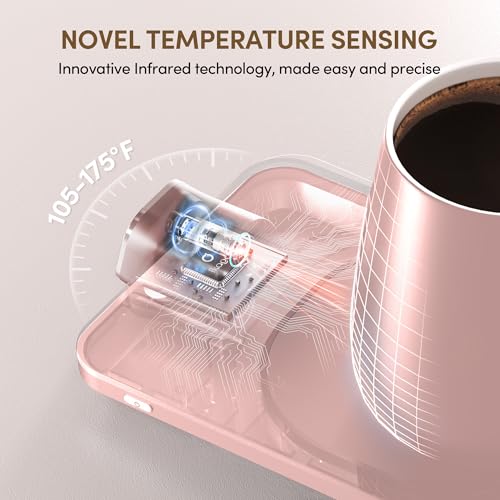 Black 15oz Temperature Control Electric Coffee Mug Warmer Set M7464