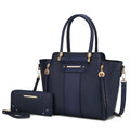 Navy Vegan Leather Tote Bag & Wallet 2-Piece Set H940689