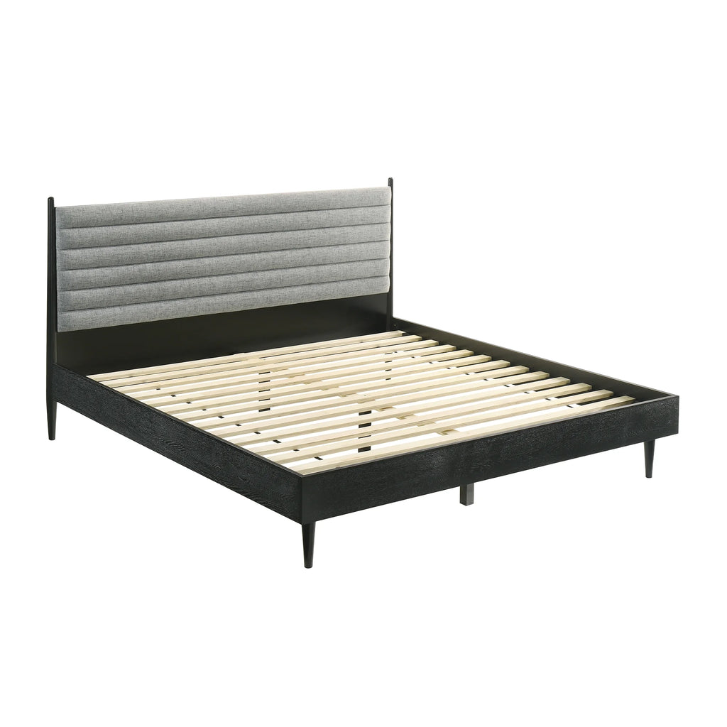 King Platform Wood Bed Frame Black Q453