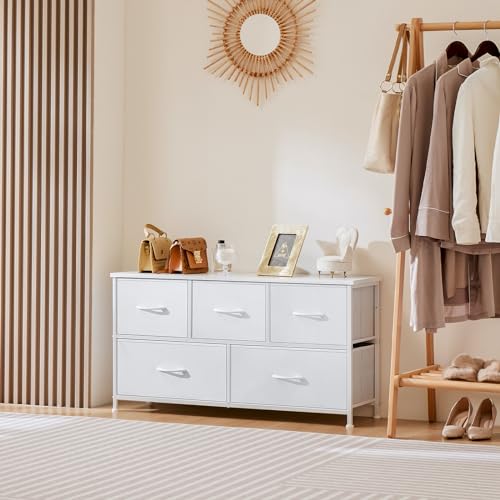 Rustic Brown 5 Drawer Fabric Dresser P324