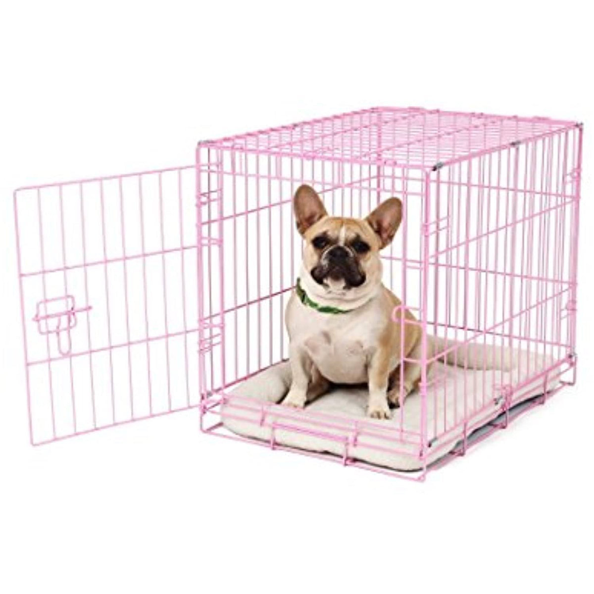 Pink Compact Single Door Metal Dog Crate Q3242
