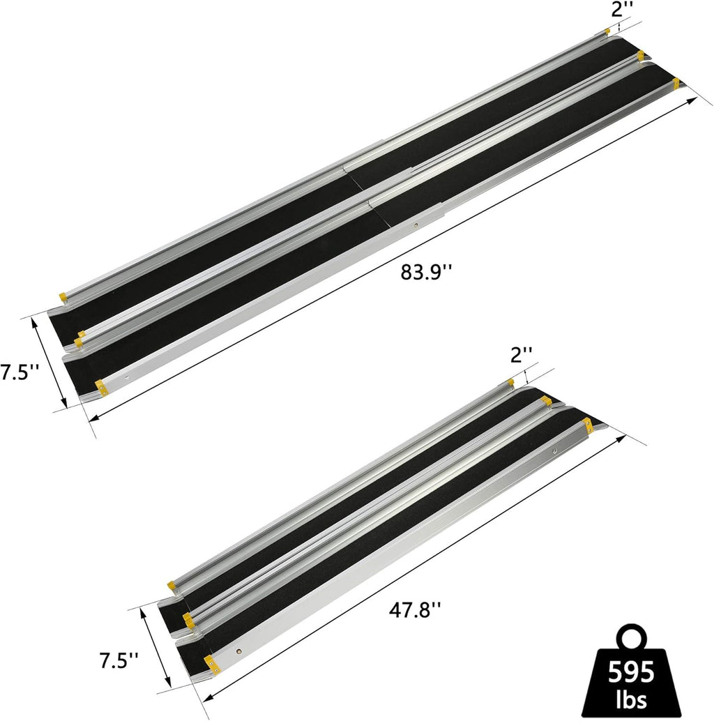 7FT Portable Adjustable Telescoping Wheelchair Ramp A962