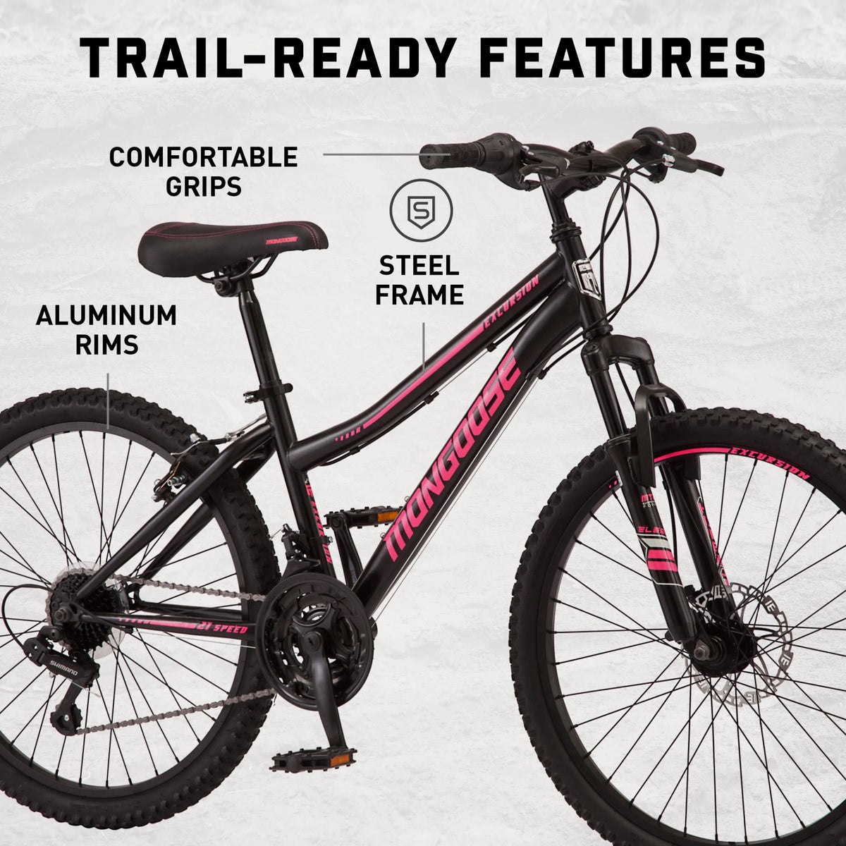 24-in. Black 21 Speeds Mountain Bike A42598