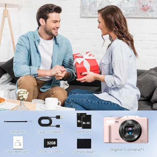 4K 64MP Compact Digital Camera with 18X Digital Zoom B854