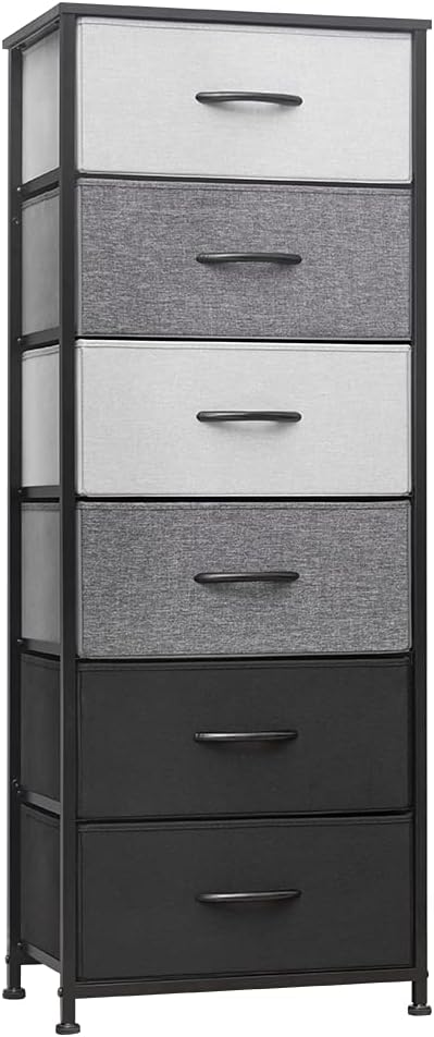Gray 6 Drawer Fabric Storage Tower L4455