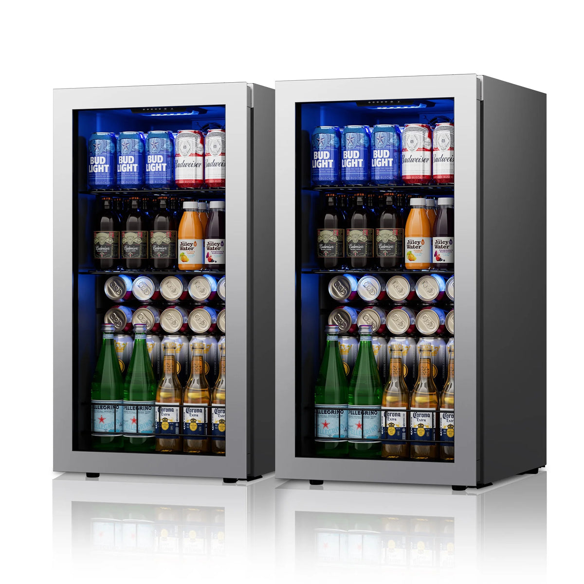 Freestanding Beverage Refrigerator Cooler, 242 Can Mini Fridge with Glass Door, 2 Pack B496