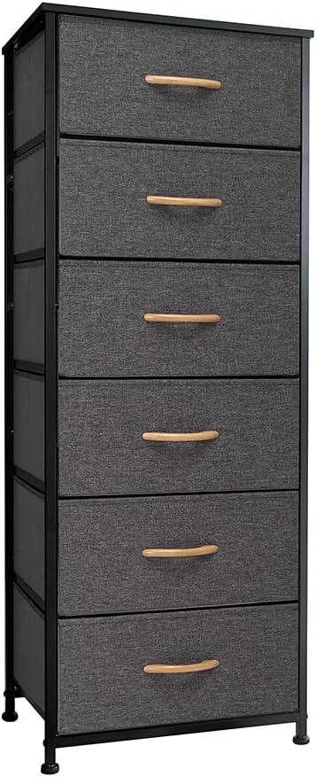 Gray 6 Drawer Fabric Storage Tower L4455