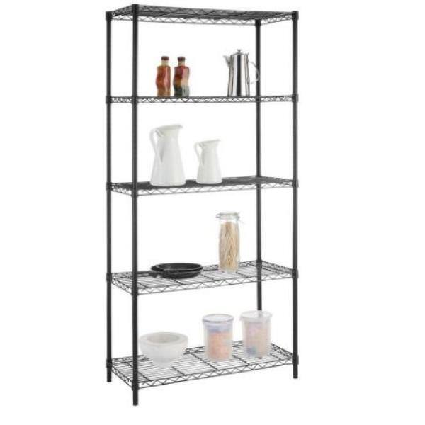 5-Tier Steel Wire Shelving Unit in Black V485051