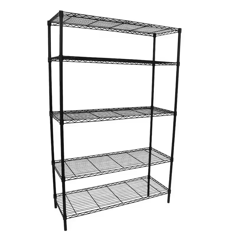 5-Tier Steel Wire Shelving Unit in Black V485051