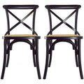 Set of 2 Black Cross Back Wood Chair Z15949