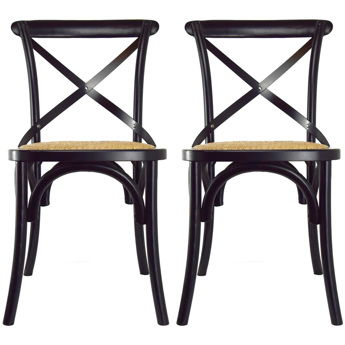 Set of 2 Black Cross Back Wood Chair Z15949