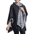 Black White Animal Print Reversible Travel Cape W6887