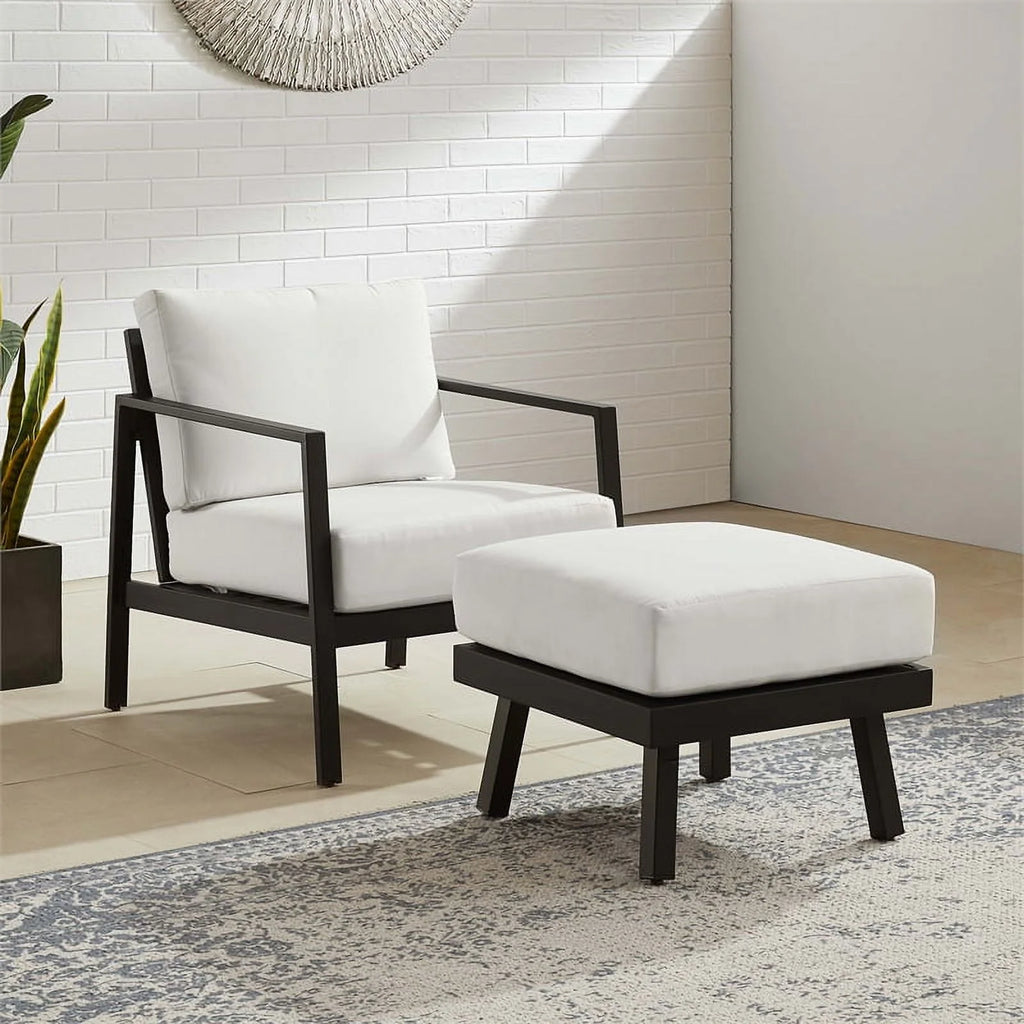 Lightweight Aluminum Outdoor Chair with White Cushions W58323
