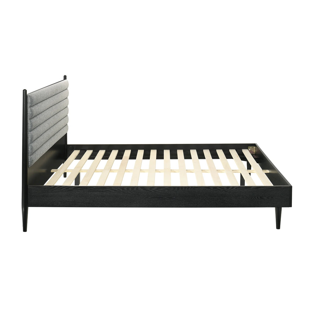 King Platform Wood Bed Frame Black Q453