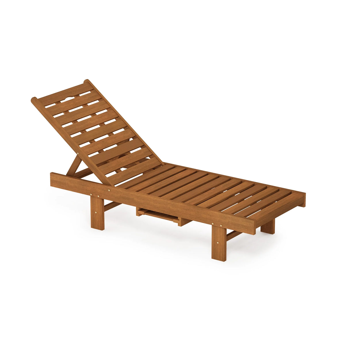 Natural Hardwood Outdoor Sun Lounger with Tray J83718