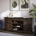60 Inch Farmhouse TV Stand with Adjustable Shelves and Barn Doors I869