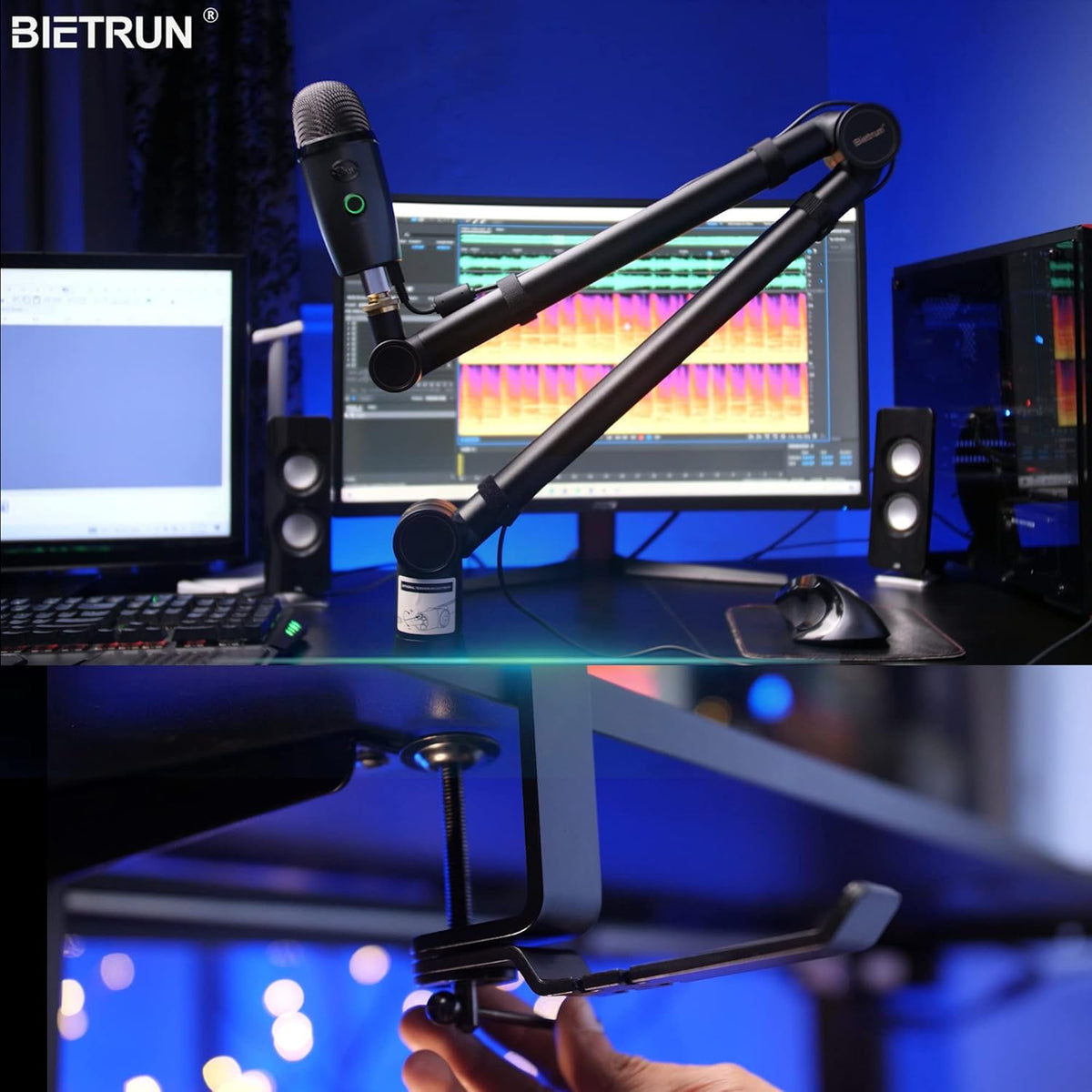 Heavy Duty Metal Boom Arm Mic Stand with 3/8 to 5/8 Adapter N713