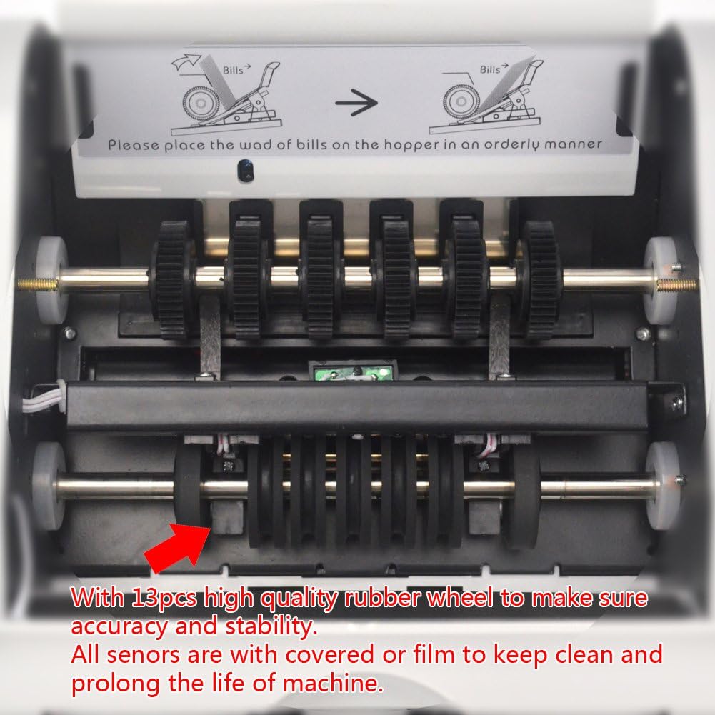 Money Counter Machine with UV/MG/IR/DD Counterfeit Detection, LCD Display W1013