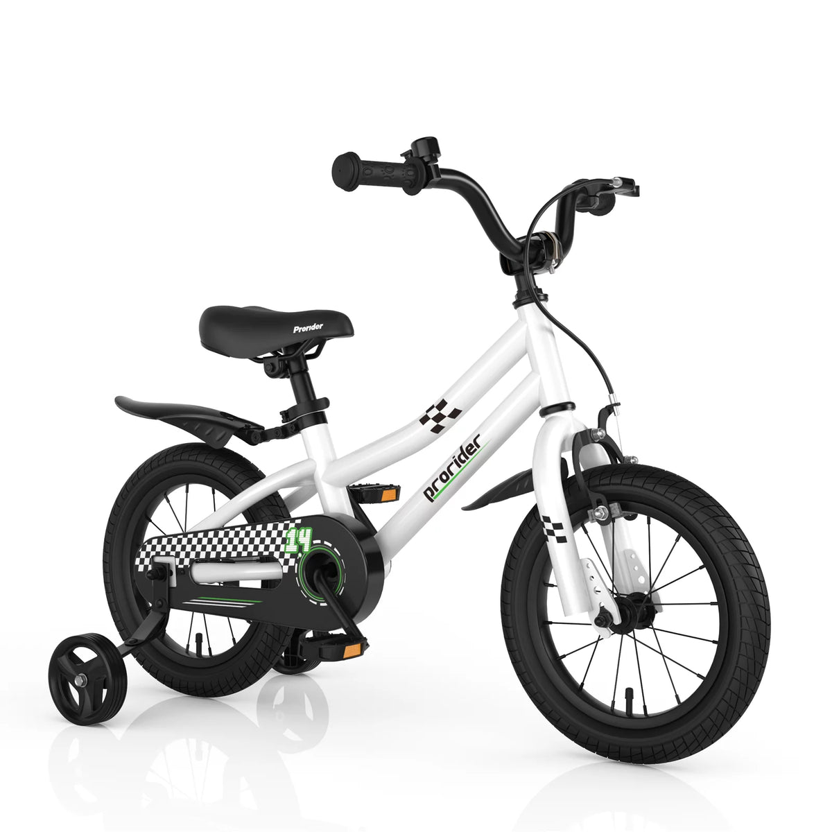 White Kid's Bike with Training Wheels and Basket C9228