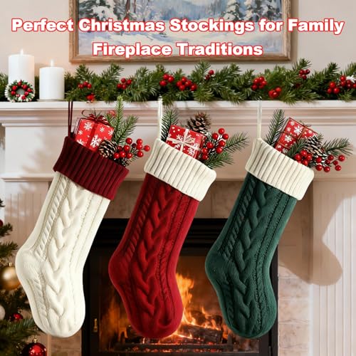 18 Inch Knit Christmas Stockings White A761083