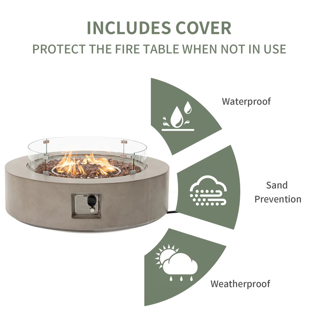 40.5 inch Round Grey Propane Fire Pit Table S47942