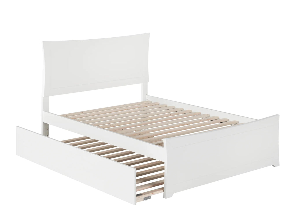 White Full Platform Bed with Trundle B597