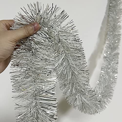 25 ft Silver & White Tinsel Twist Garland V390