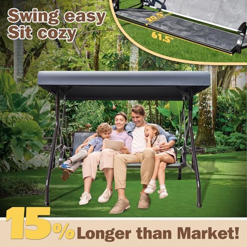 3 Person Patio Swing with Adjustable Canopy O8451