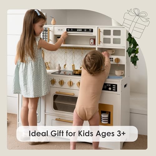 Wooden Play Kitchen with 15 Accessories Q223