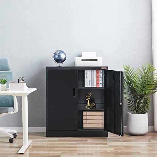 Metal Storage Cabinet with Locking Doors and 2 Drawers, White B159
