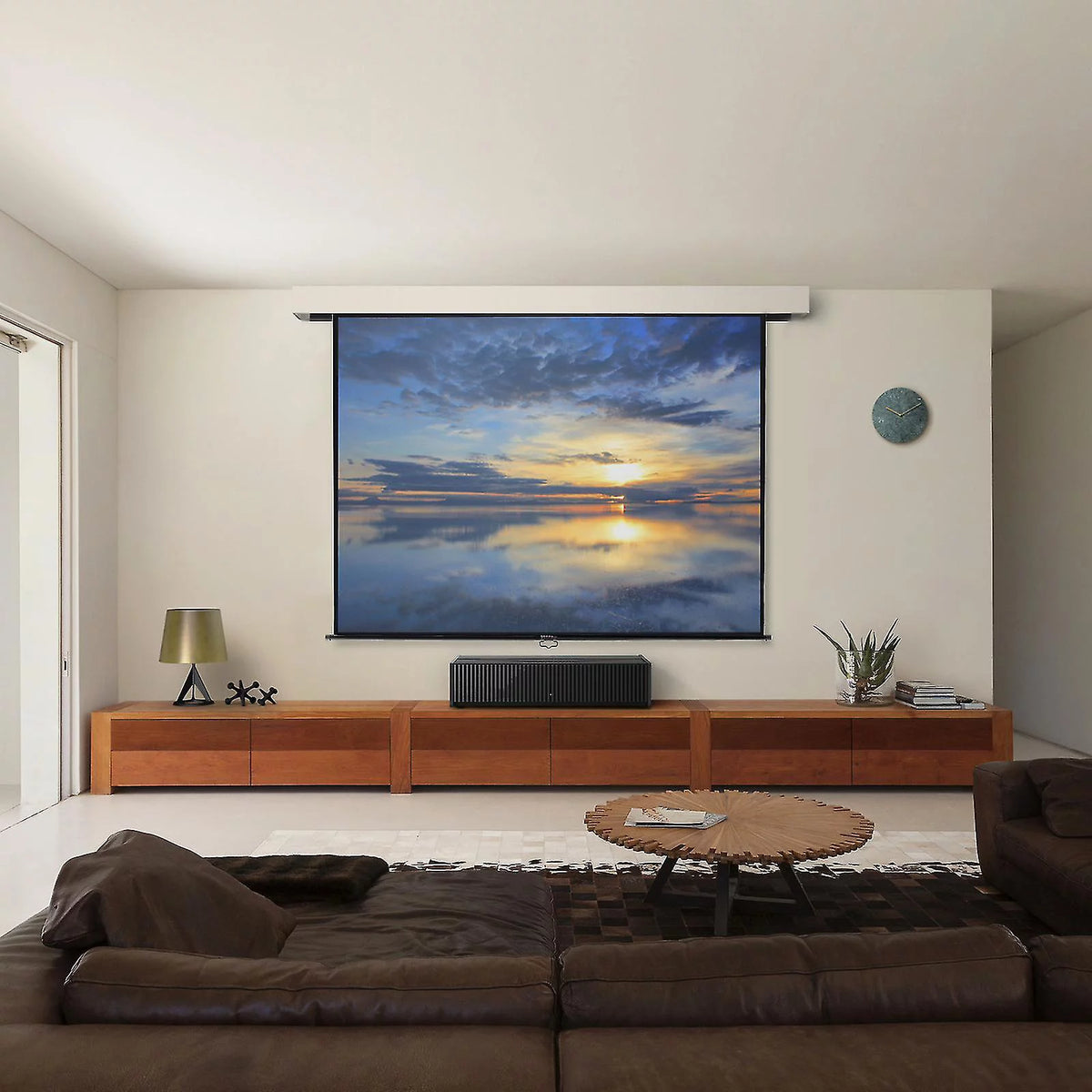 92 Inch Manual Pull Down Projector Screen, Black O30977