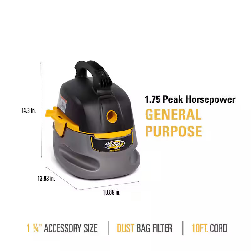 2.5 Gallon Compact Wet/Dry Shop Vacuum with Hose Y9947